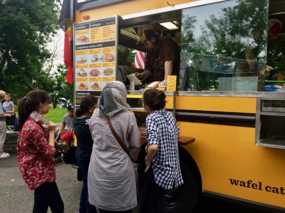 Perfect: 4th of July, 2018, on Roosevelt Island Food trucks were busy in Southpoint Park.